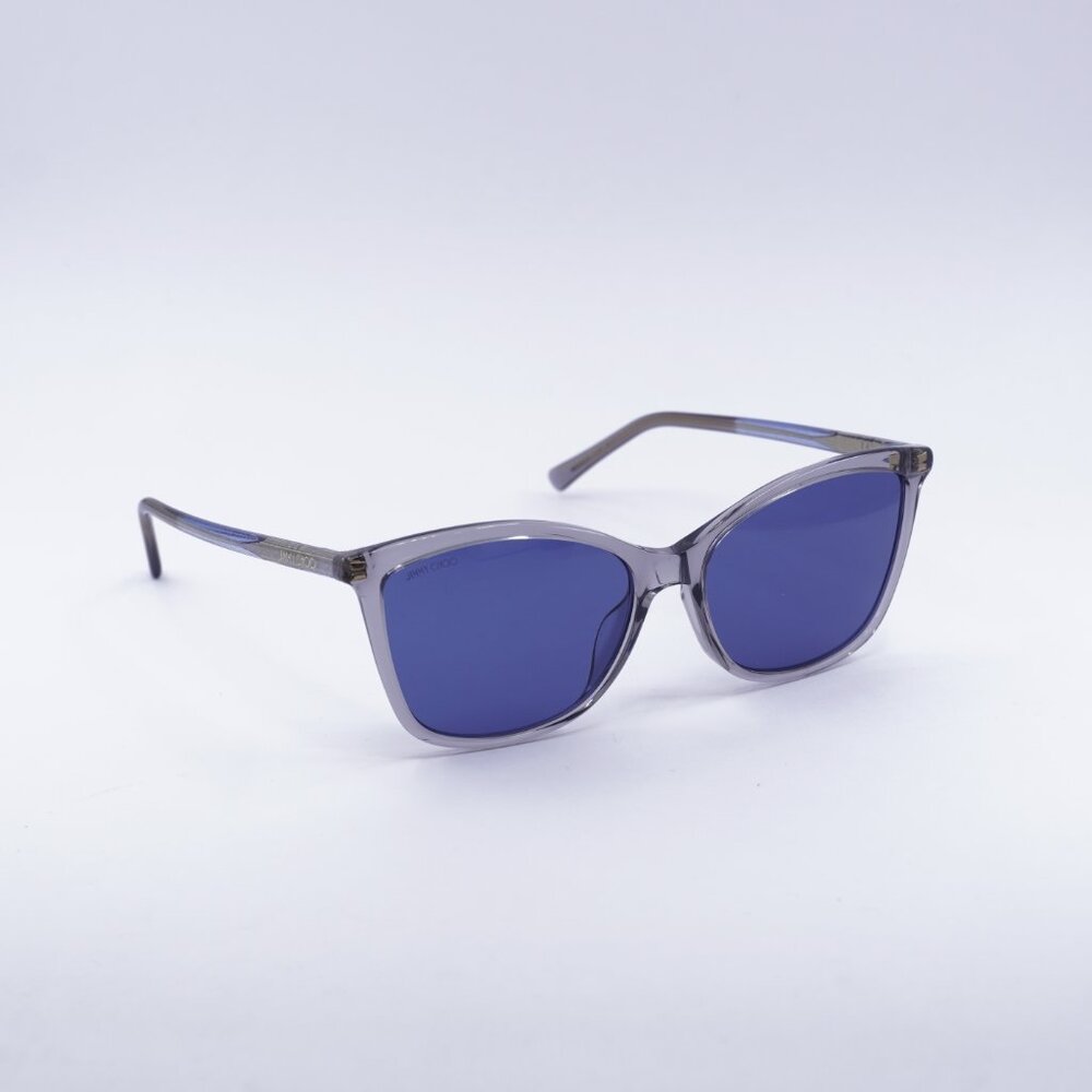 Jimmy Choo BA/G/S 0KB7KU Sunglasses Transparent Grey Cat Eye Frame, Blue Lenses